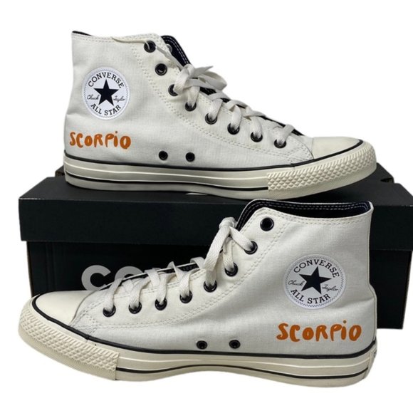 Converse Chuck Taylor High Canvas White Scorpio Men Sneaker Custom 172516C-WHITE - Picture 4 of 11